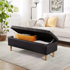 Banc de rangement VECELO moderne en similicuir souple, Ottoman 44 avec espace de rangement profond de 6,1 po pour le salon ou la chambre, facile à nettoyer, Noir