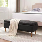 Banc de rangement VECELO moderne en similicuir souple, Ottoman 44 avec espace de rangement profond de 6,1 po pour le salon ou la chambre, facile à nettoyer, Noir
