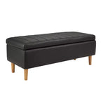 Banc de rangement VECELO moderne en similicuir souple, Ottoman 44 avec espace de rangement profond de 6,1 po pour le salon ou la chambre, facile à nettoyer, Noir