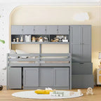 Lit mezzanine Whisen 108.2L x 42W au design moderne avec armoire, bureau, tiroirs et étagères
