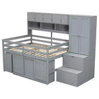 Lit mezzanine Whisen 108.2L x 42W au design moderne avec armoire, bureau, tiroirs et étagères