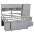 Lit mezzanine Whisen 108.2L x 42W au design moderne avec armoire, bureau, tiroirs et étagères