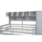 Lit mezzanine Whisen 108.2L x 42W au design moderne avec armoire, bureau, tiroirs et étagères