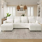 Whisen 110 Modern Oversized U-shaped Sofa Versatile Sectional Sofa with Chaise Lounges and USB Ports
