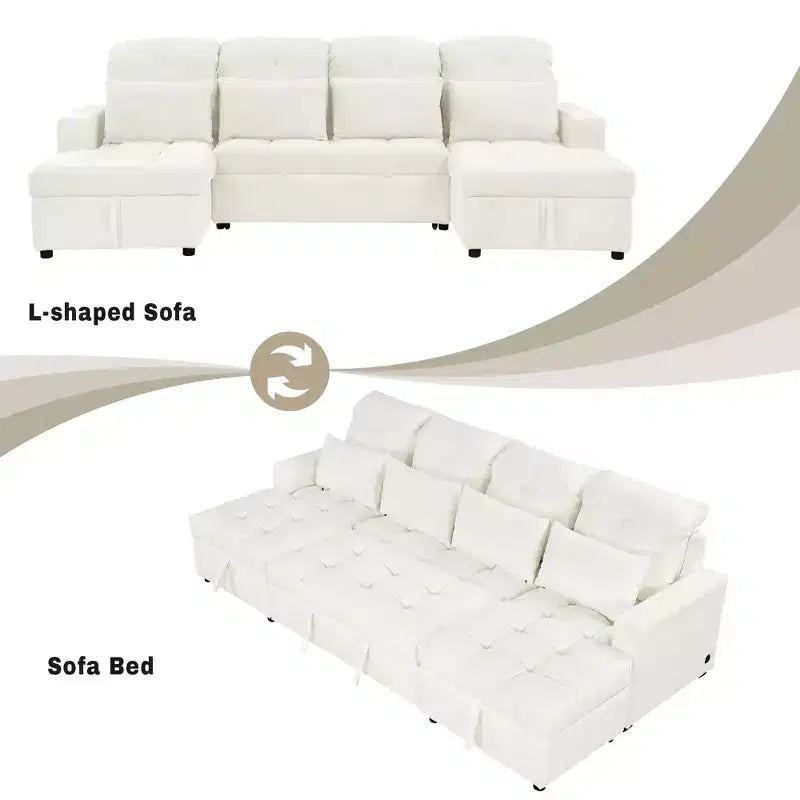 Canapé sectionnel polyvalent Whisen 110 moderne surdimensionné en forme de U avec méridiennes et ports USB