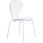 LeisureMod Bristol Ensemble de Salle à Manger 5 Pièces Table à Manger Ronde, 4 Chaises de Salle à Manger en Plastique Pieds Blancs