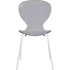 LeisureMod Bristol Ensemble de Salle à Manger 5 Pièces Table à Manger Ronde, 4 Chaises de Salle à Manger en Plastique Pieds Blancs
