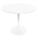 LeisureMod Bristol Ensemble de Salle à Manger 5 Pièces Table à Manger Ronde, 4 Chaises de Salle à Manger en Plastique Pieds Blancs