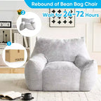 Mjkone Pouf moderne, grand pouf en similicuir de lapin avec ottoman