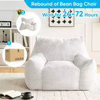 Mjkone Pouf moderne, grand pouf en similicuir de lapin avec ottoman