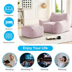 Mjkone Pouf moderne, grand pouf en similicuir de lapin avec ottoman
