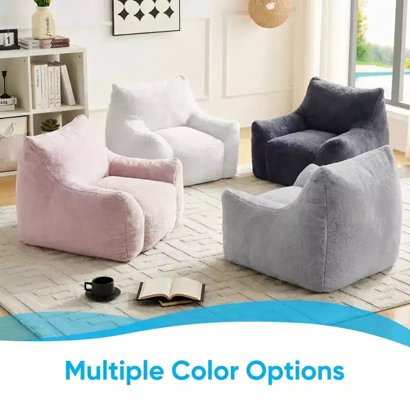 Mjkone Pouf moderne, grand pouf en similicuir de lapin avec ottoman
