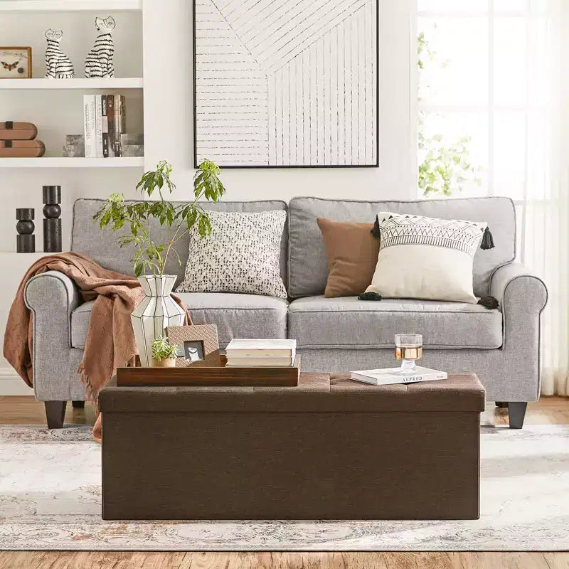 Banc de rangement ottoman, 38 x 109 x 38 cm, banc de bout de lit, coffre de rangement, pour salon, chambre, entrée