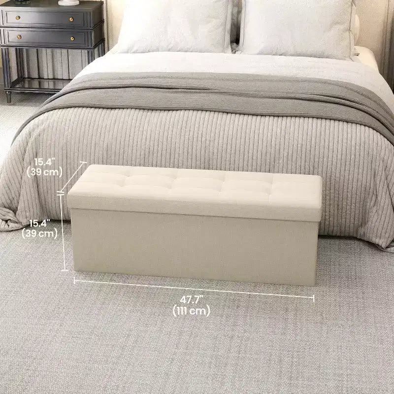 Banc de rangement ottoman, 38 x 109 x 38 cm, banc de bout de lit, coffre de rangement, pour salon, chambre, entrée