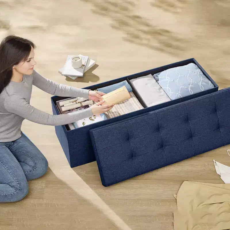Banc de rangement ottoman, 38 x 109 x 38 cm, banc de bout de lit, coffre de rangement, pour salon, chambre, entrée