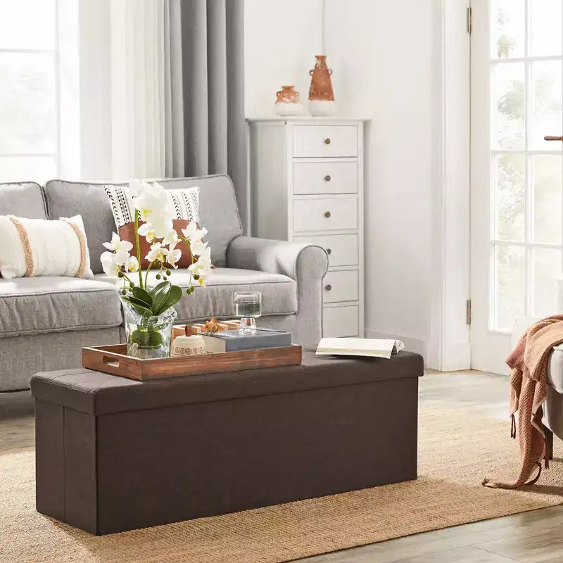 Banc de rangement ottoman, 38 x 109 x 38 cm, banc de bout de lit, coffre de rangement, pour salon, chambre, entrée