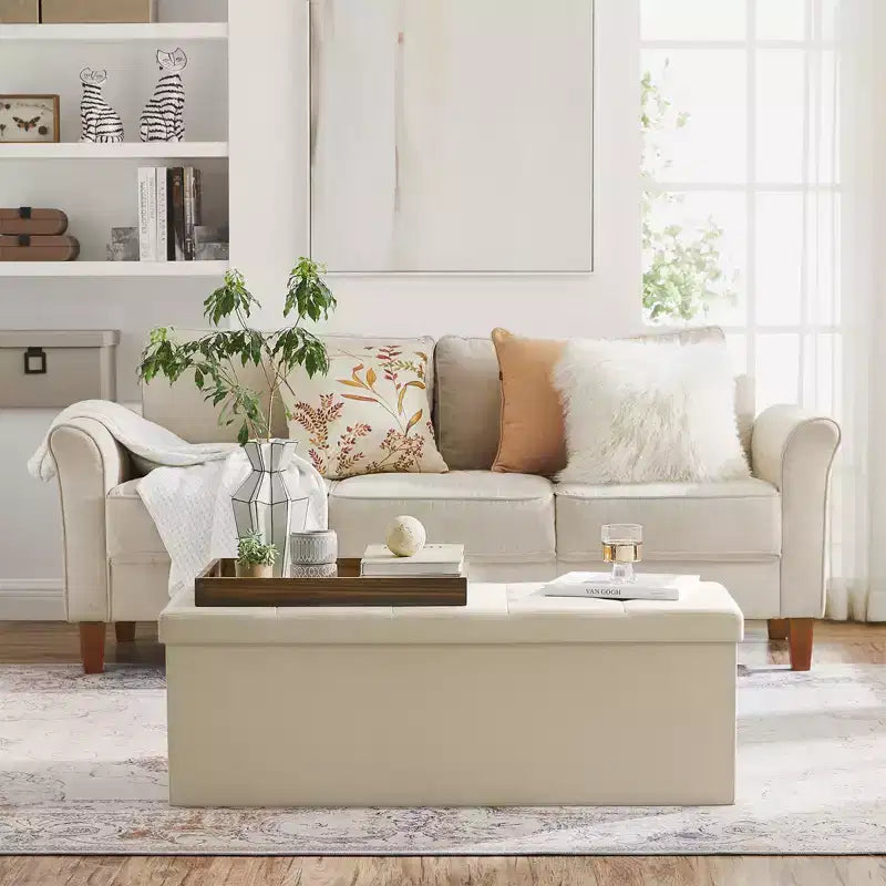 Banc de rangement ottoman, 38 x 109 x 38 cm, banc de bout de lit, coffre de rangement, pour salon, chambre, entrée
