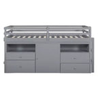 Lit mezzanine Whisen 81.8L x 40.8W, design moderne, taille double avec 4 tiroirs, armoire inférieure et étagères