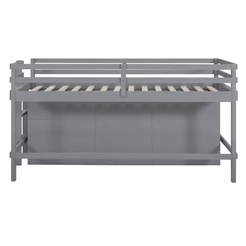 Lit mezzanine Whisen 81.8L x 40.8W, design moderne, taille double avec 4 tiroirs, armoire inférieure et étagères
