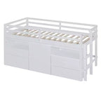 Lit mezzanine Whisen 81.8L x 40.8W, design moderne, taille double avec 4 tiroirs, armoire inférieure et étagères