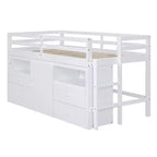 Lit mezzanine Whisen 81.8L x 40.8W, design moderne, taille double avec 4 tiroirs, armoire inférieure et étagères