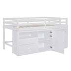 Lit mezzanine Whisen 81.8L x 40.8W, design moderne, taille double avec 4 tiroirs, armoire inférieure et étagères