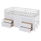 Lit mezzanine Whisen 81.8L x 40.8W, design moderne, taille double avec 4 tiroirs, armoire inférieure et étagères