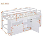 Lit mezzanine Whisen 81.8L x 40.8W, design moderne, taille double avec 4 tiroirs, armoire inférieure et étagères