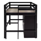 Lit mezzanine Whisen 81.8L x 40.8W, design moderne, taille double avec 4 tiroirs, armoire inférieure et étagères