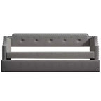 Lit de repos capitonné Whisen de taille double avec lit gigogne, support à lattes en bois, cadre capitonné pour lit-canapé
