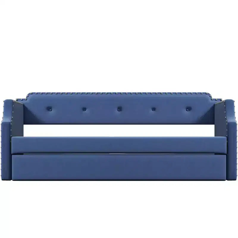 Lit de repos capitonné Whisen de taille double avec lit gigogne, support à lattes en bois, cadre capitonné pour lit-canapé
