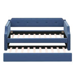 Lit de repos capitonné Whisen de taille double avec lit gigogne, support à lattes en bois, cadre capitonné pour lit-canapé