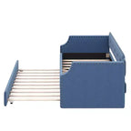 Lit de repos capitonné Whisen de taille double avec lit gigogne, support à lattes en bois, cadre capitonné pour lit-canapé