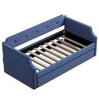 Lit de repos capitonné Whisen de taille double avec lit gigogne, support à lattes en bois, cadre capitonné pour lit-canapé