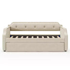 Lit de repos capitonné Whisen de taille double avec lit gigogne, support à lattes en bois, cadre capitonné pour lit-canapé