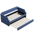 Lit de repos capitonné Whisen de taille double avec lit gigogne, support à lattes en bois, cadre capitonné pour lit-canapé
