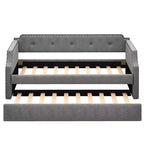 Lit de repos capitonné Whisen de taille double avec lit gigogne, support à lattes en bois, cadre capitonné pour lit-canapé