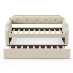Lit de repos capitonné Whisen de taille double avec lit gigogne, support à lattes en bois, cadre capitonné pour lit-canapé