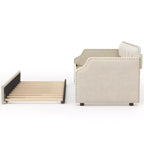 Lit de repos capitonné Whisen de taille double avec lit gigogne, support à lattes en bois, cadre capitonné pour lit-canapé