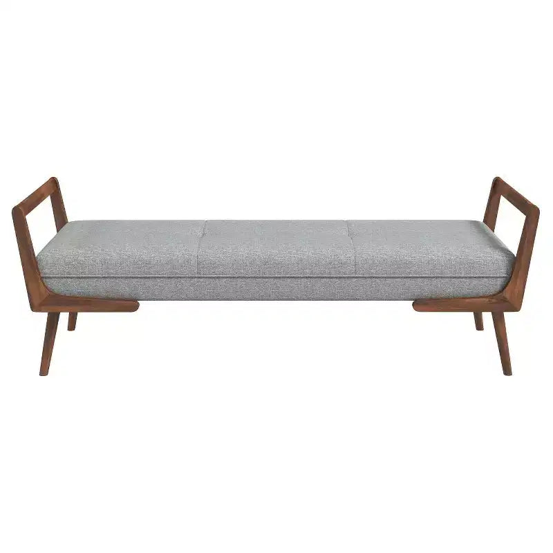 Banc Christopher Knight Home Ford en bois massif, style mi-siècle, capitonné, avec revêtement en tissu, 130 cm de large
