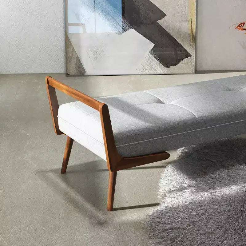 Banc Christopher Knight Home Ford en bois massif, style mi-siècle, capitonné, avec revêtement en tissu, 130 cm de large
