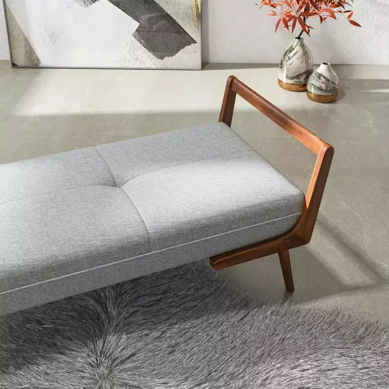 Banc Christopher Knight Home Ford en bois massif, style mi-siècle, capitonné, avec revêtement en tissu, 130 cm de large