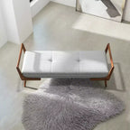 Banc Christopher Knight Home Ford en bois massif, style mi-siècle, capitonné, avec revêtement en tissu, 130 cm de large