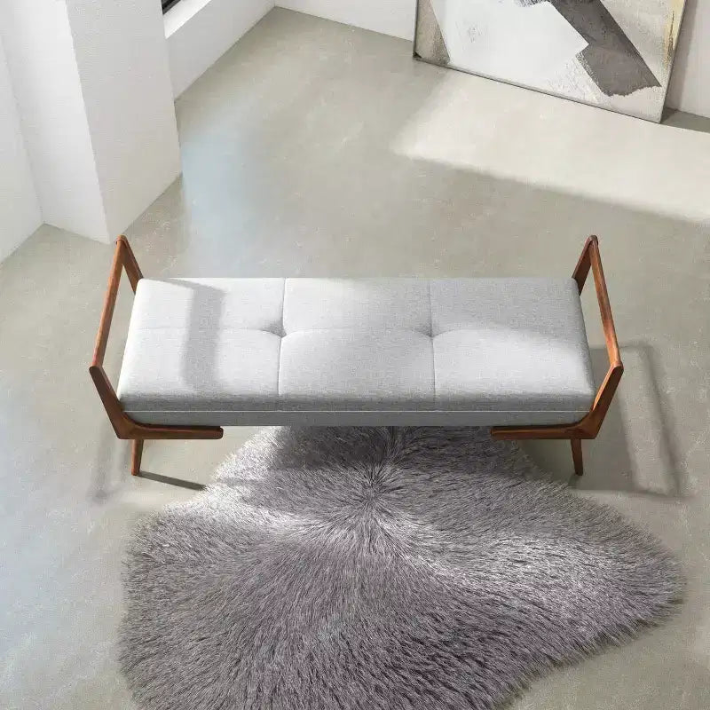 Banc Christopher Knight Home Ford en bois massif, style mi-siècle, capitonné, avec revêtement en tissu, 130 cm de large