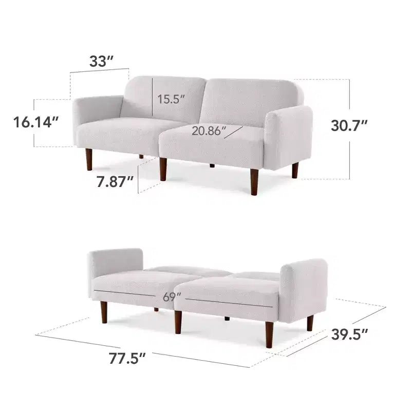 Canapé-Lit Courbe Convertible avec Dossier Réglable en Tissu Bouclé Best Choice Products