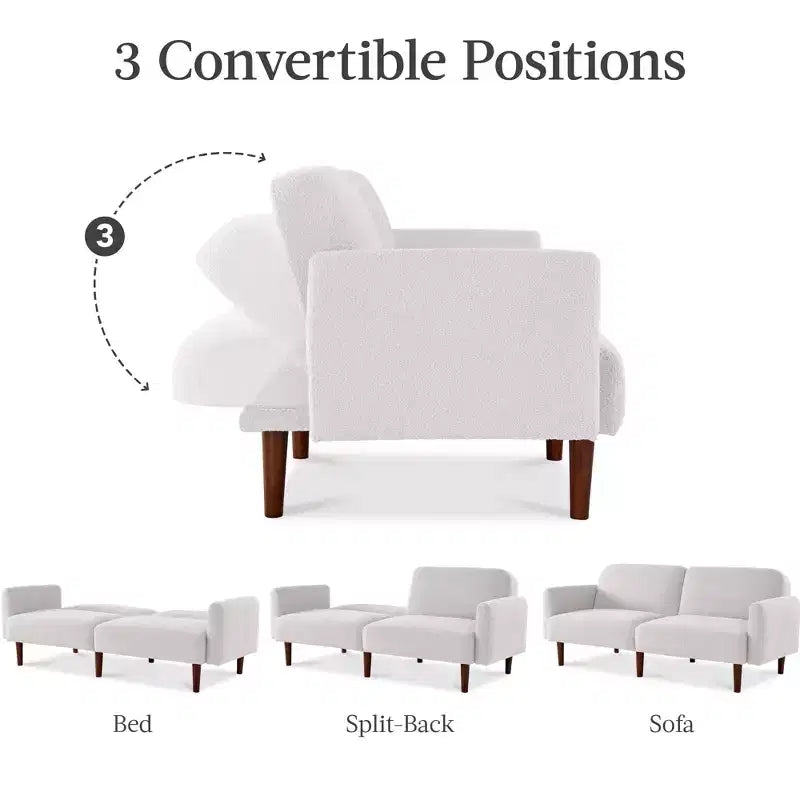 Canapé-Lit Courbe Convertible avec Dossier Réglable en Tissu Bouclé Best Choice Products