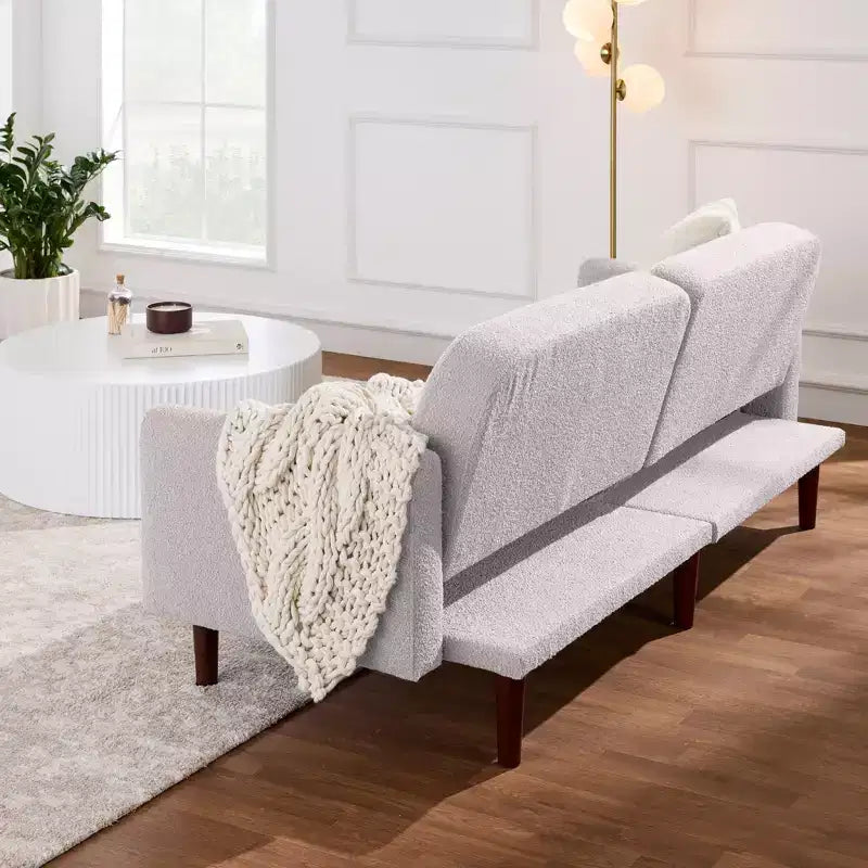 Canapé-Lit Courbe Convertible avec Dossier Réglable en Tissu Bouclé Best Choice Products
