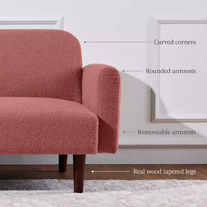 Canapé-Lit Courbe Convertible avec Dossier Réglable en Tissu Bouclé Best Choice Products