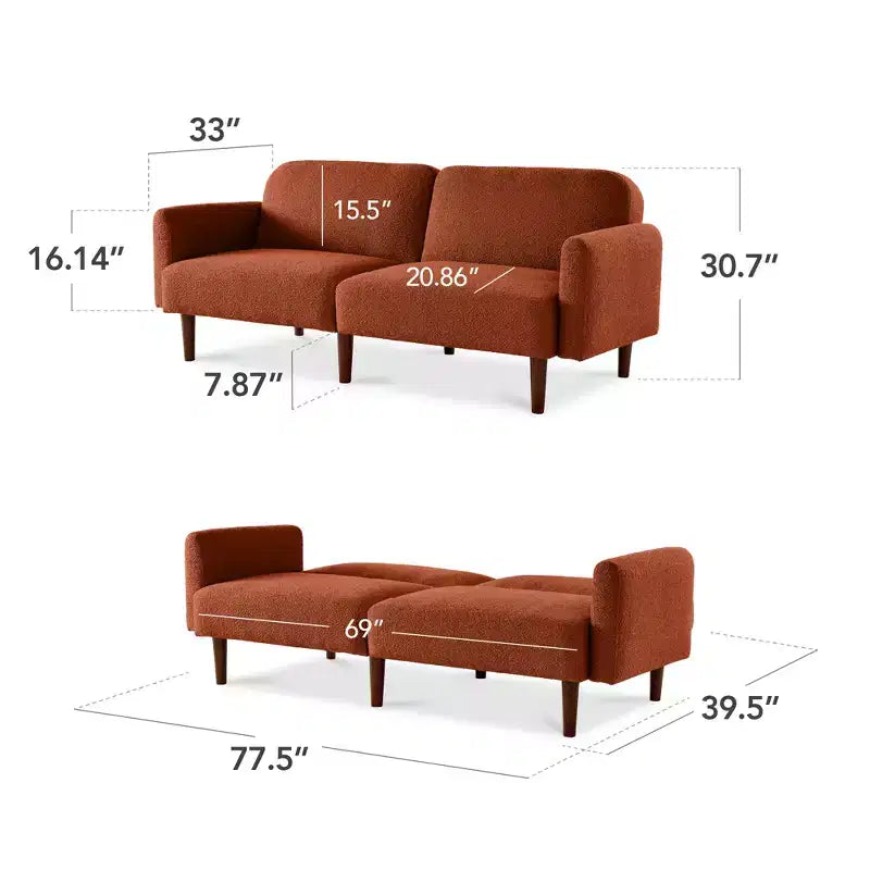 Canapé-Lit Courbe Convertible avec Dossier Réglable en Tissu Bouclé Best Choice Products