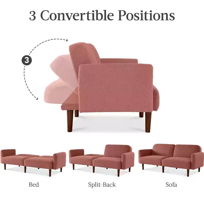 Canapé-Lit Courbe Convertible avec Dossier Réglable en Tissu Bouclé Best Choice Products
